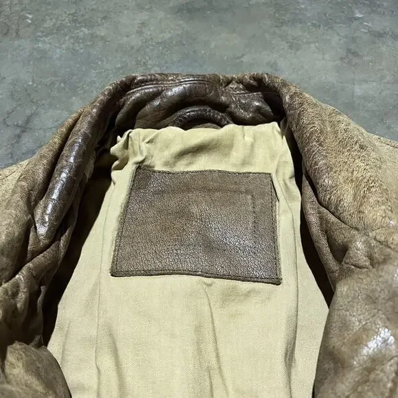 Vintage 80s Brown Military Bomber Boxy Style Grunge Jacket - Picture 4 of 5